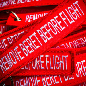 'REMOVE BERET BEFORE FLIGHT' Key Tag